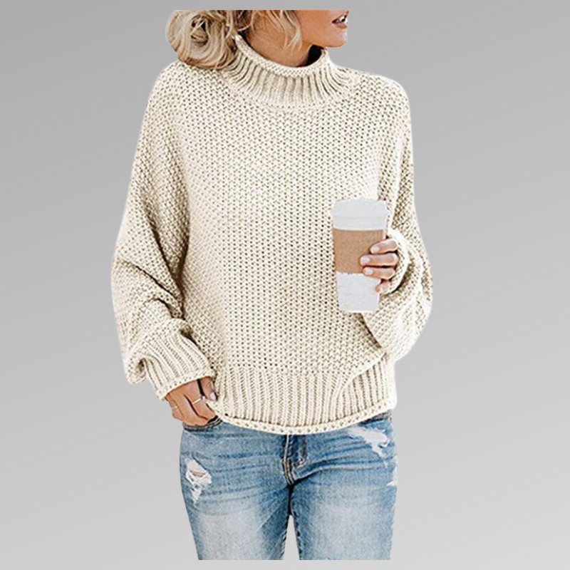 Pull gaufré manches chauve-souris pour femme, coloris blanc