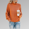 Pull gaufré manches chauve-souris pour femme, coloris orange