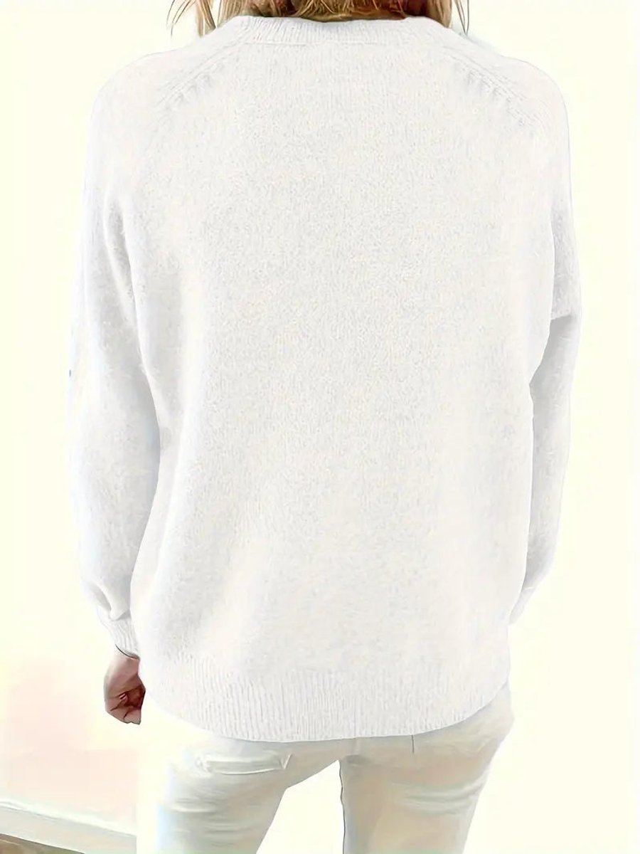 Pull henley boutonné, coloris blanc, vue de dos