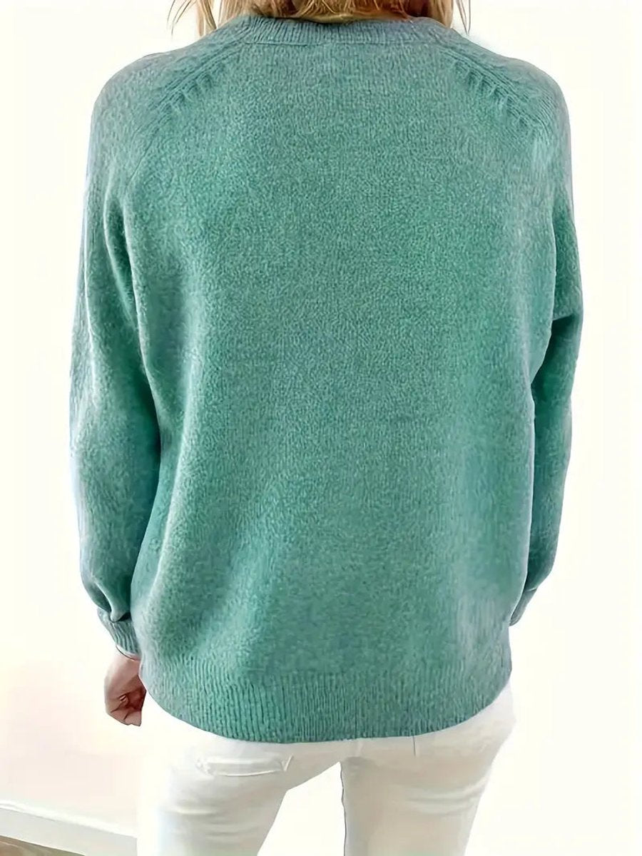 Pull henley boutonné, coloris bleu sarcelle, vue de dos