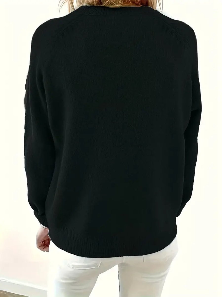 Pull henley boutonné, coloris noir, vue de dos
