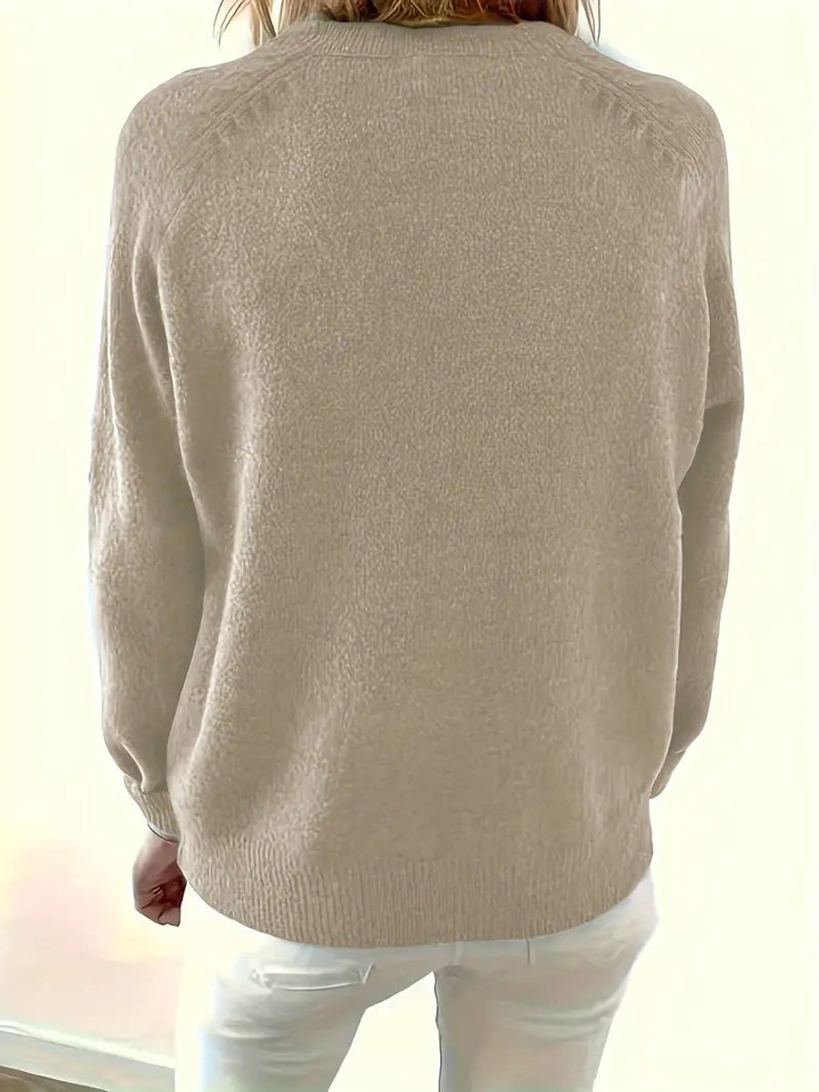 Pull henley boutonné, coloris pierre, vue de dos
