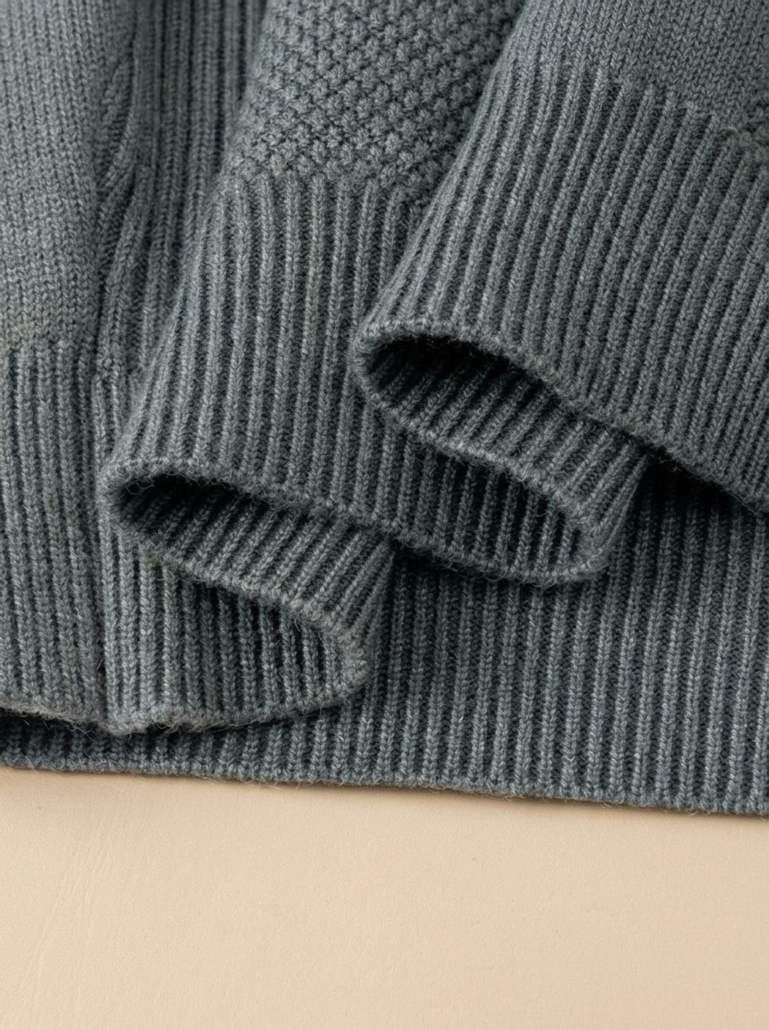 Pull jacquard à col montant pour homme, autre vue