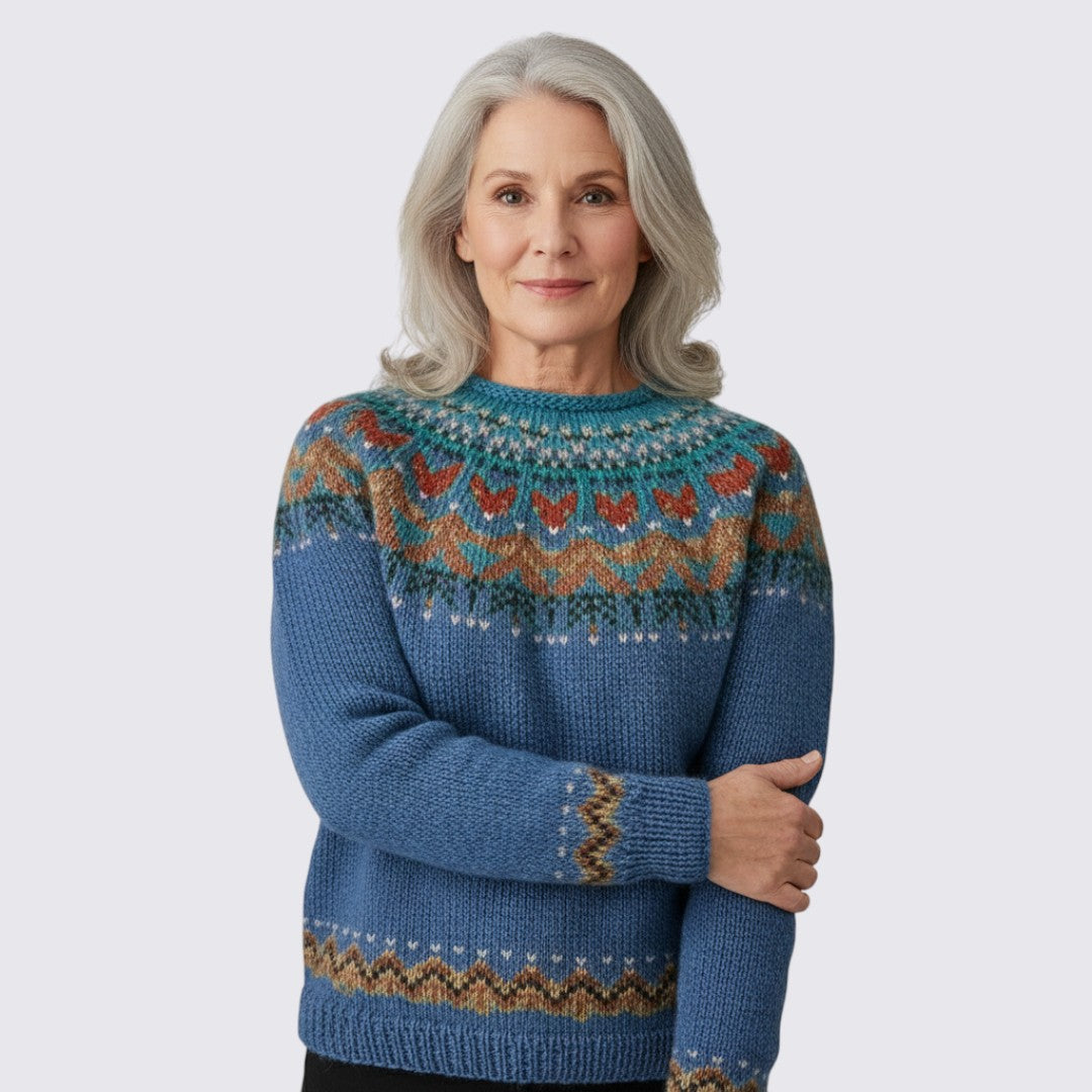 Pull à empiècement jacquard pour femme