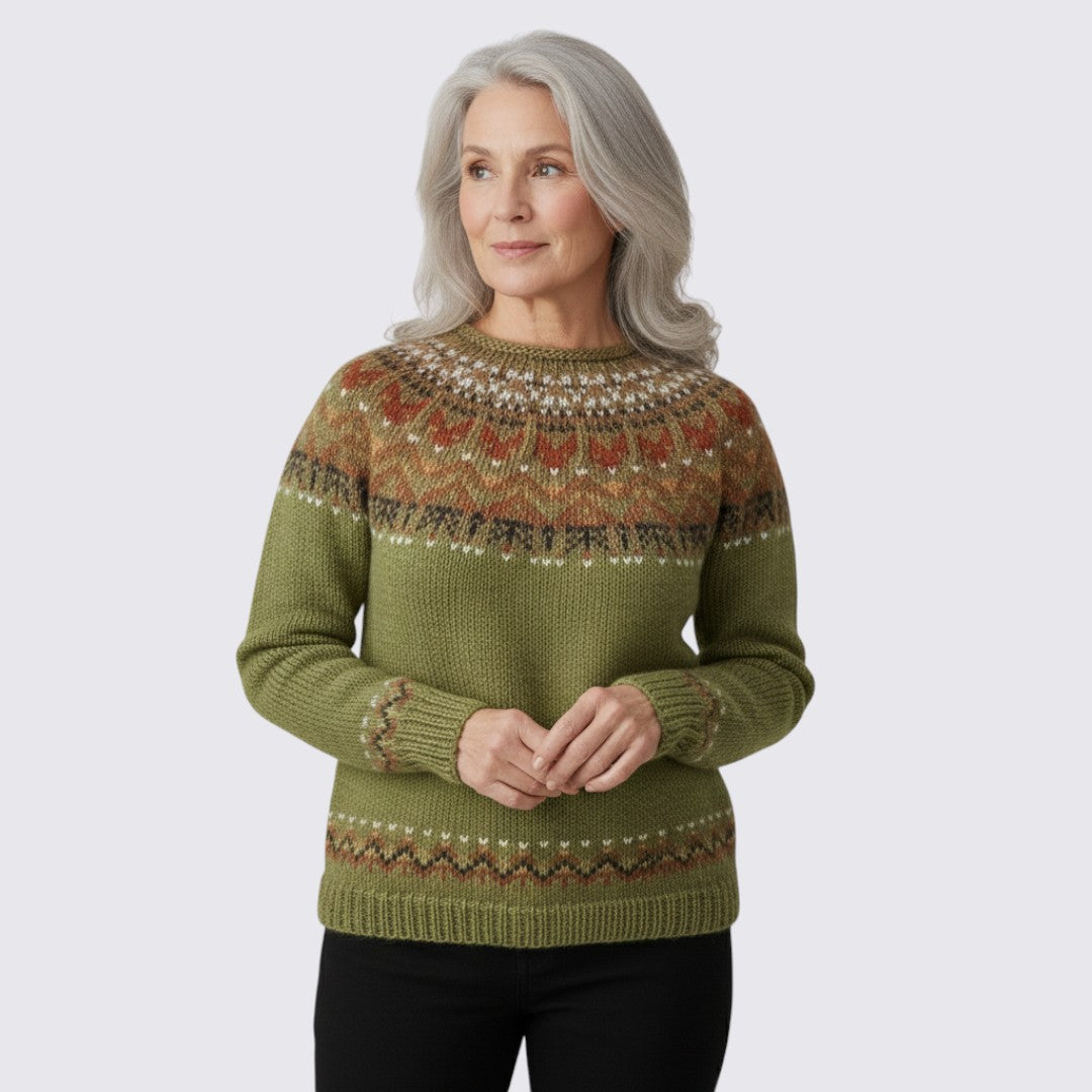 Pull à empiècement jacquard pour femme, vue 2