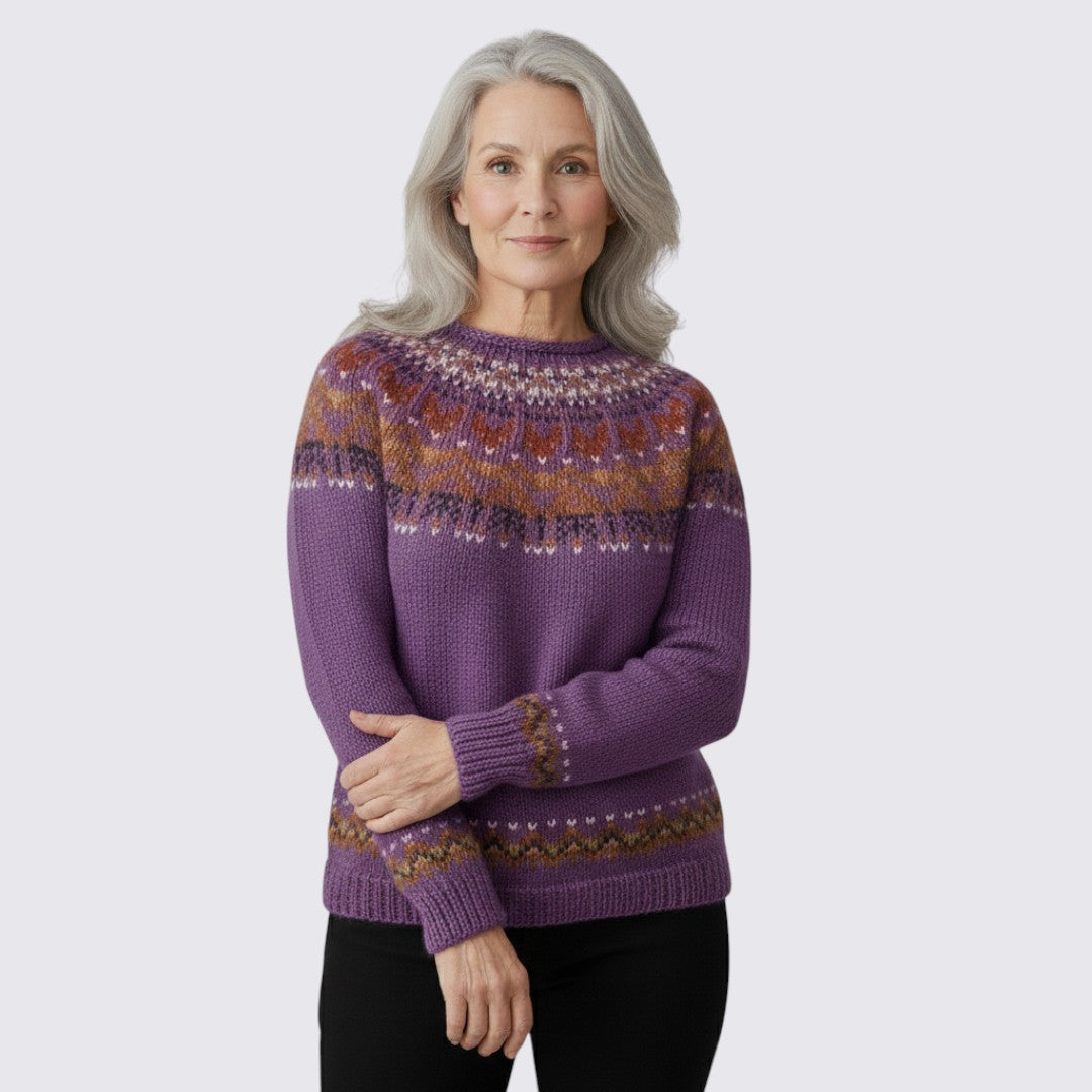 Pull à empiècement jacquard pour femme, vue 4