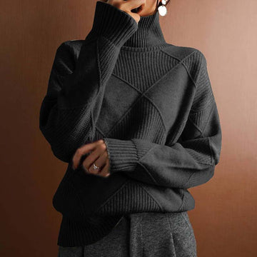 Pull losanges col roulé