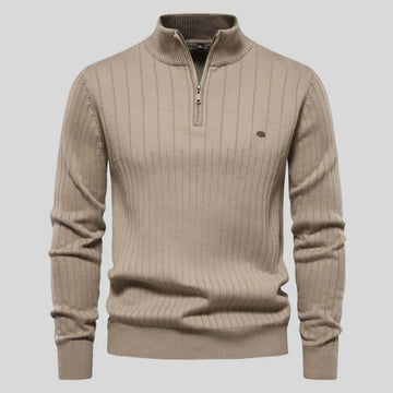 Pull maille côtelée zippé