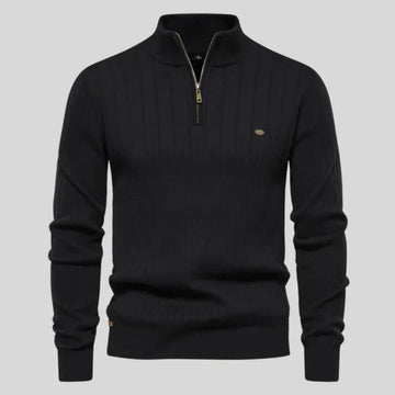 Pull maille côtelée zippé