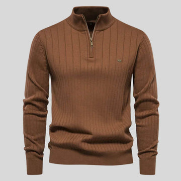 Pull maille côtelée zippé