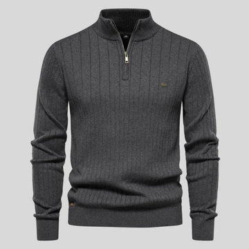 Pull maille côtelée zippé