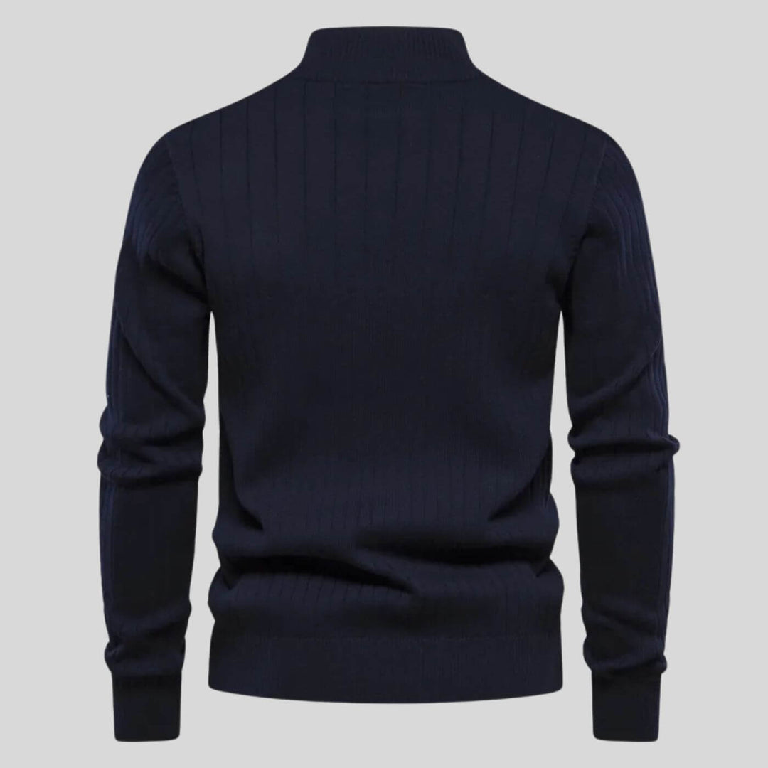 Pull maille côtelée zippé | By Old Money