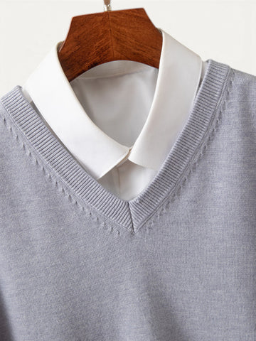 Pull en maille col en V