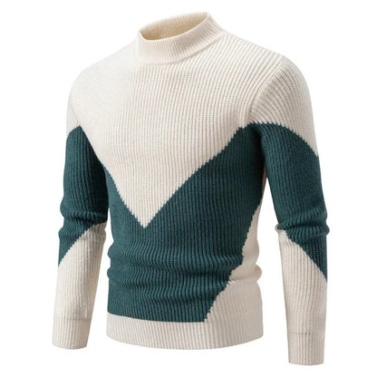 Pull à motif géométrique, vert/blanc