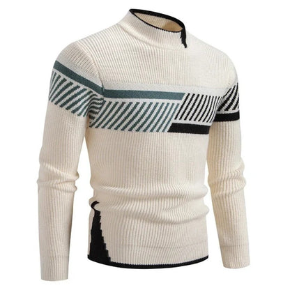 Pull à motif géométrique, ivoire/noir