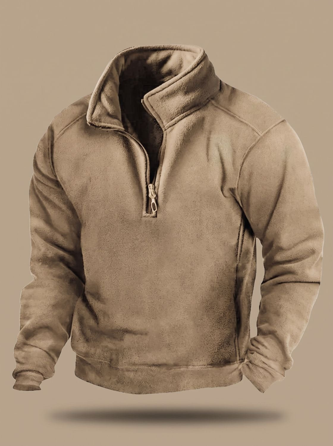 Pull polaire col zippé, beige