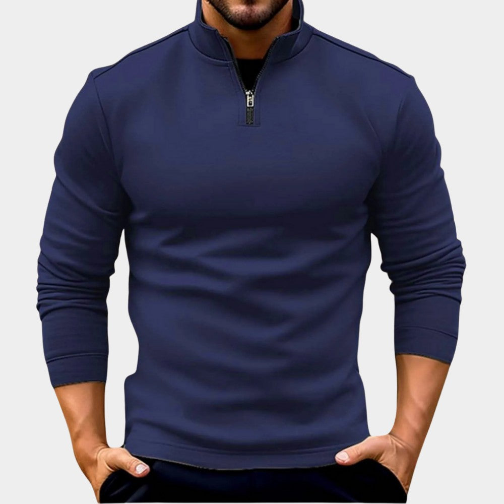 Pull quart de zip in Bleu marine | By Old Money