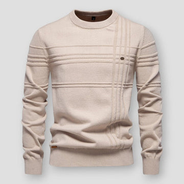 Pull col rond à motifs en relief