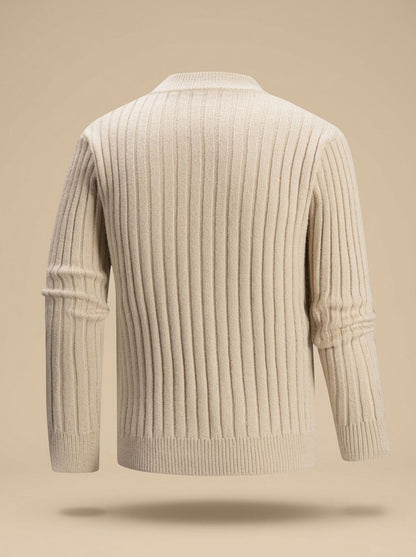 Pull torsadé pour homme, kaki clair, dos en côtes verticales