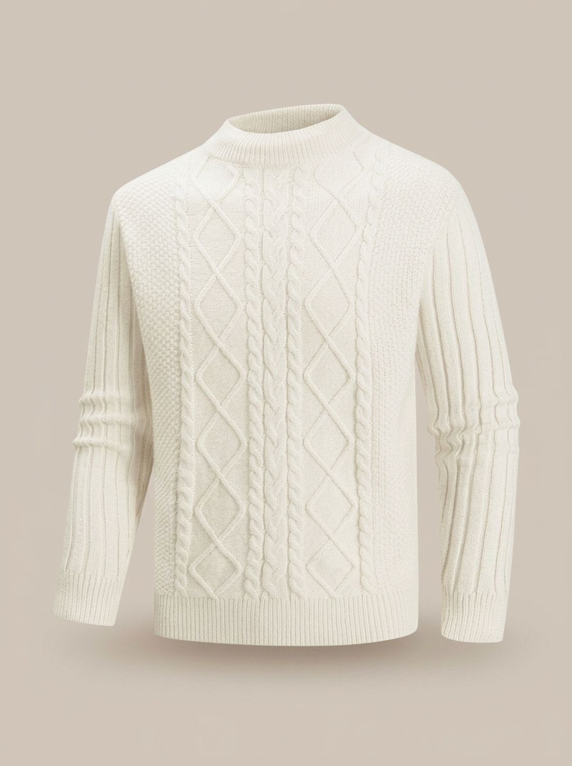 Pull torsadé en maille, crème