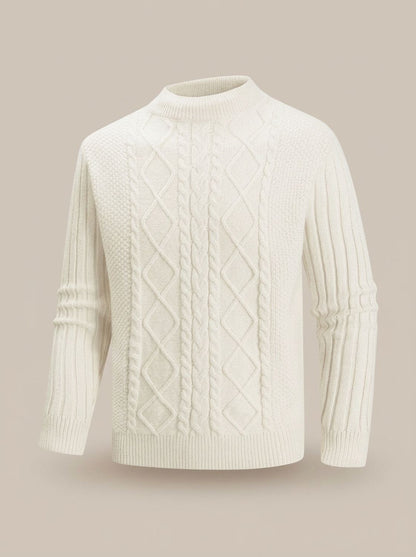 Pull torsadé en maille, crème