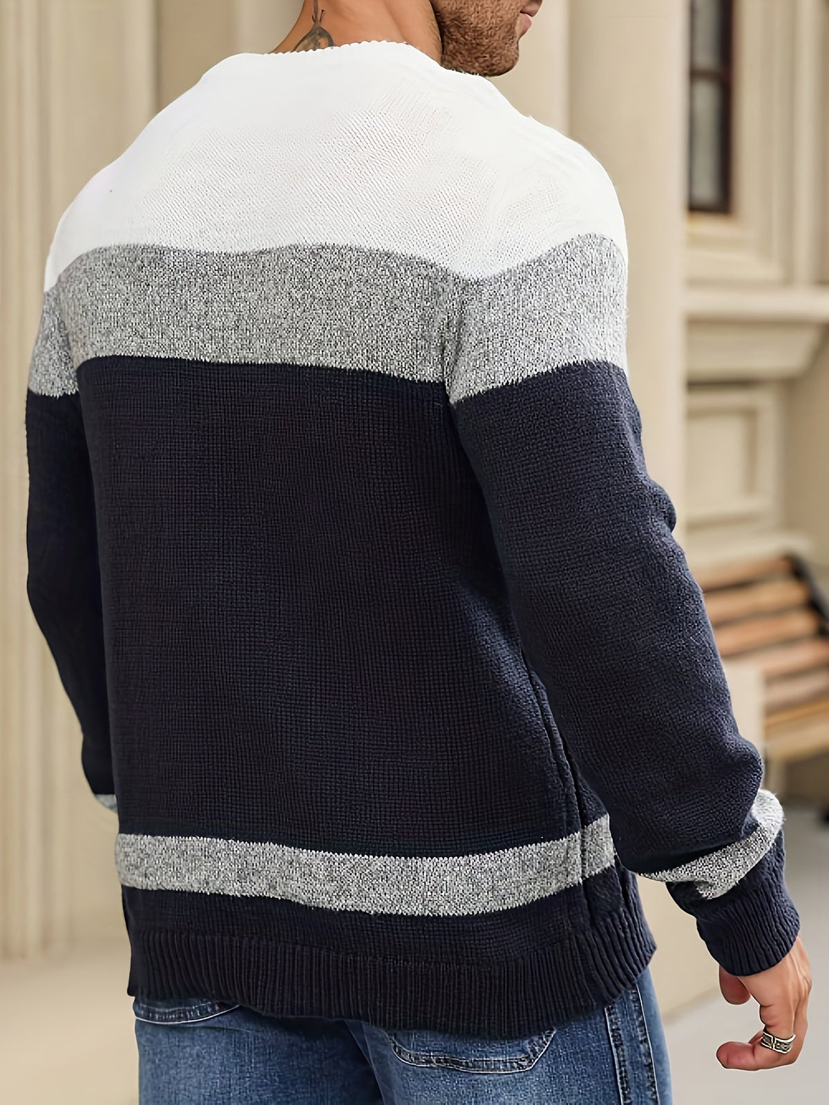 Pull torsadé à blocs, vue 3