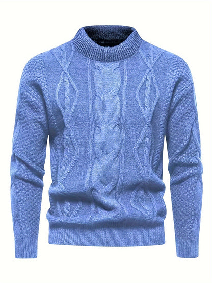 Pull à torsades et col rond, bleu ciel