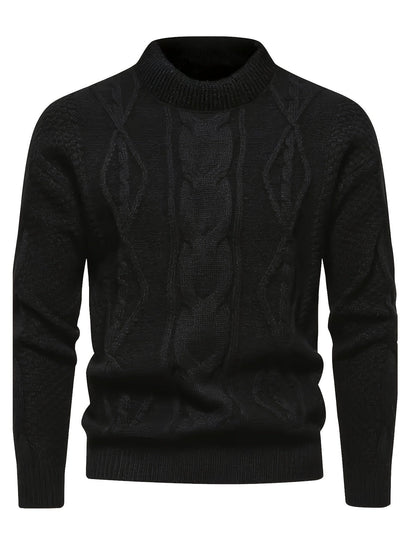 Pull à torsades et col rond, noir