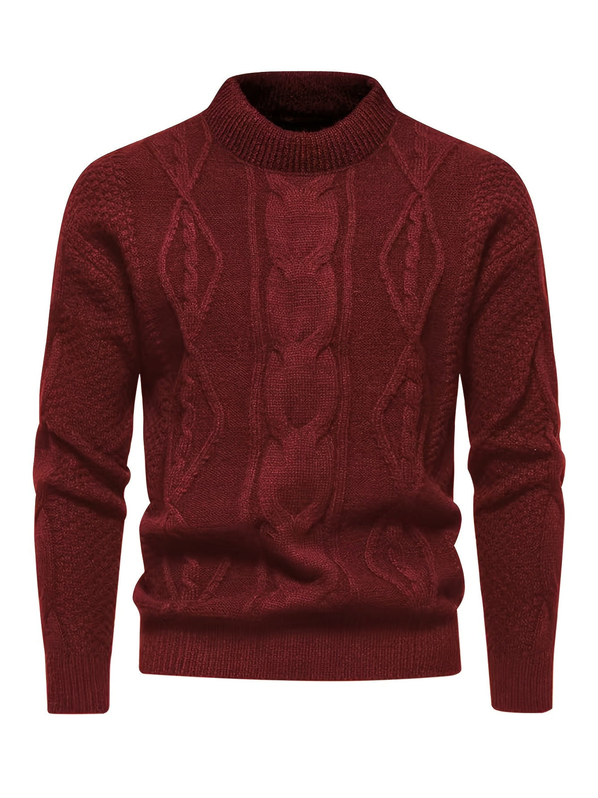 Pull à torsades et col rond, bordeaux