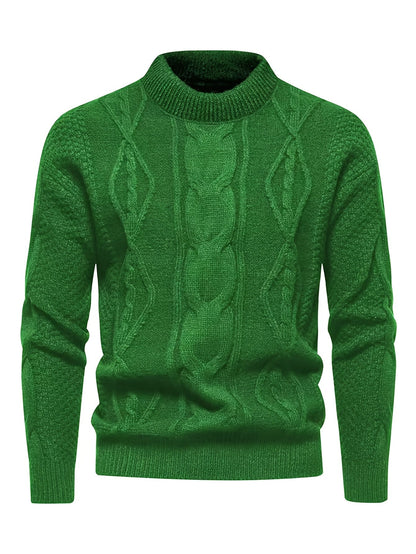 Pull à torsades et col rond, vert