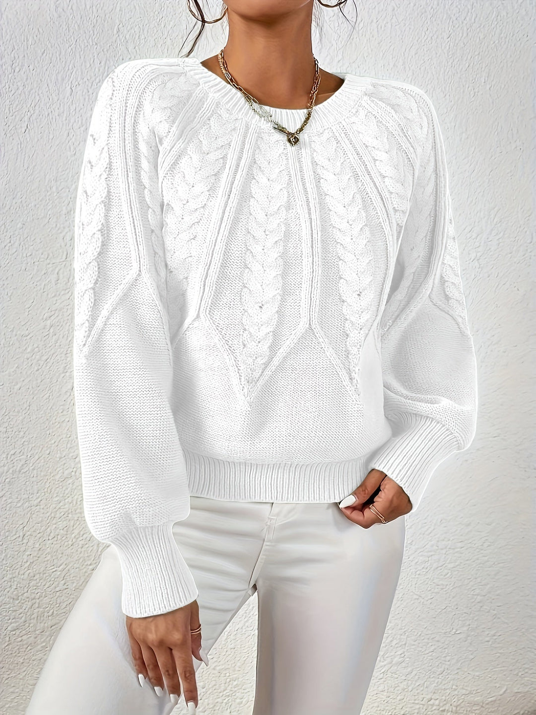 Pull torsadé col rond pour femme