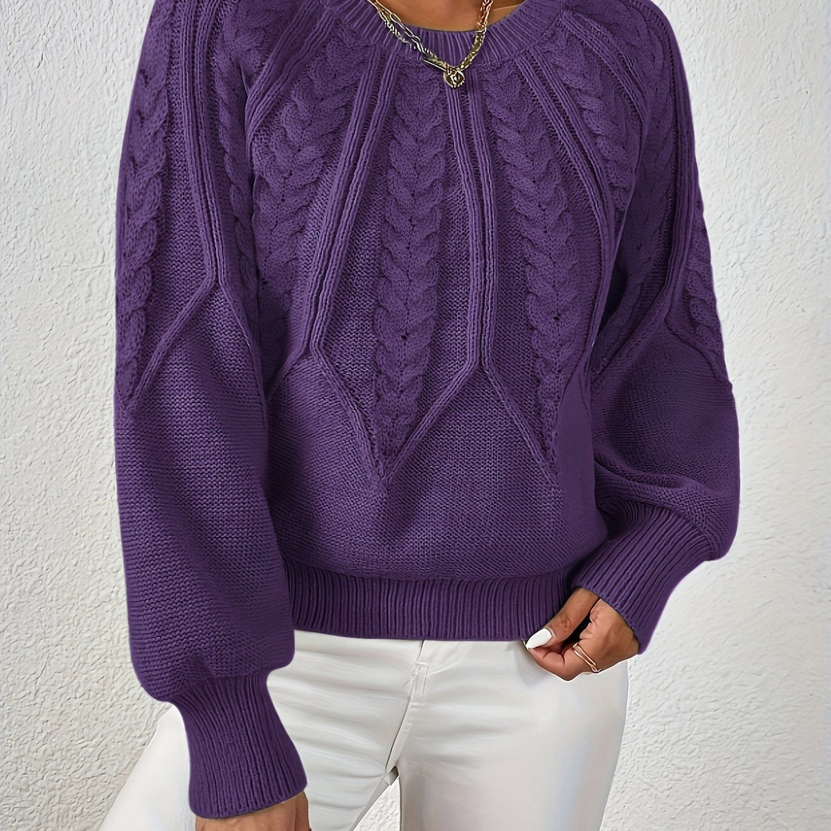 Pull torsadé col rond pour femme, vue 11
