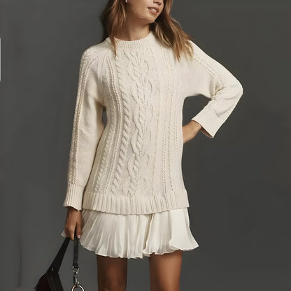 Pull torsadé oversize, coloris crème, vue de face