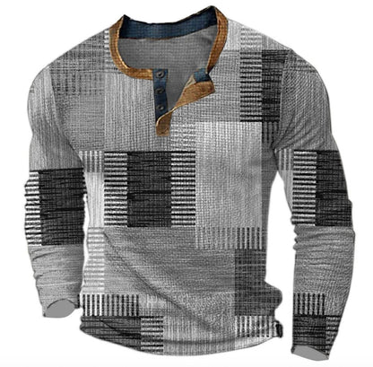 Pull col tunisien homme à carreaux gris, vue de face