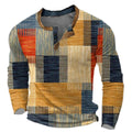 Pull col tunisien homme à carreaux orange, bleu et beige, vue de face