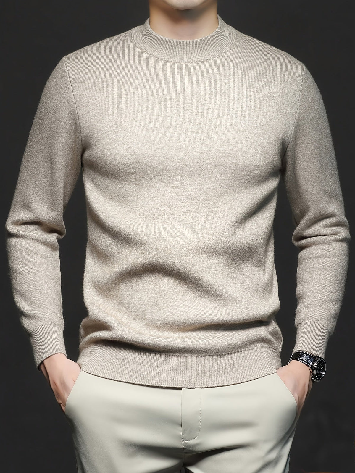 Pull uni en maille, vue 4