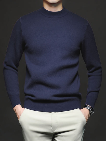Pull uni en maille, bleu marine