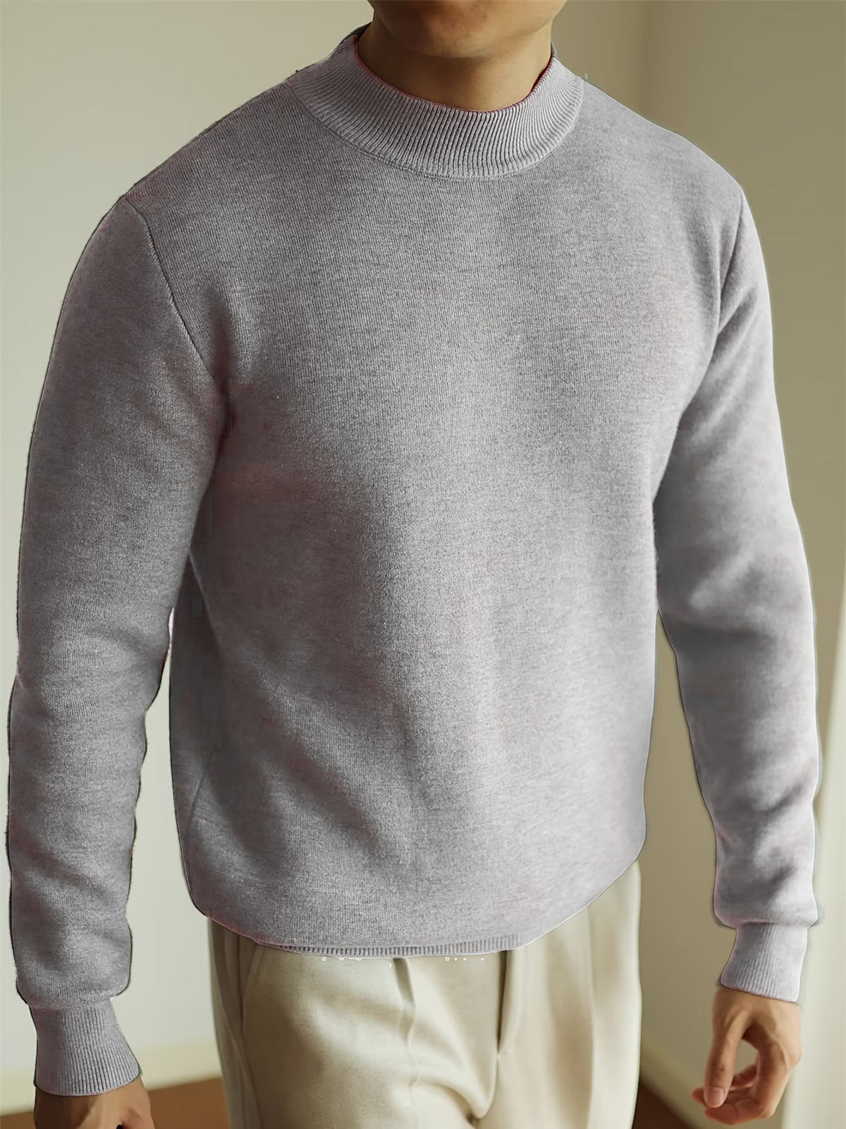 Pull uni en maille, gris