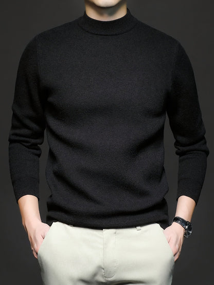 Pull uni en maille, noir