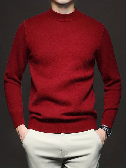 Pull uni en maille, rouge