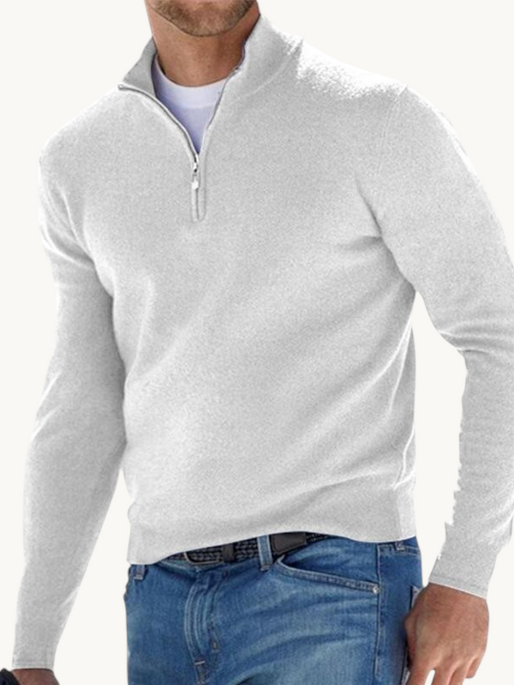 Pull zippé col droit in Gris | By Old Money
