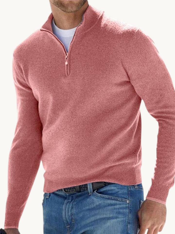 Pull zippé col droit in Rose | By Old Money