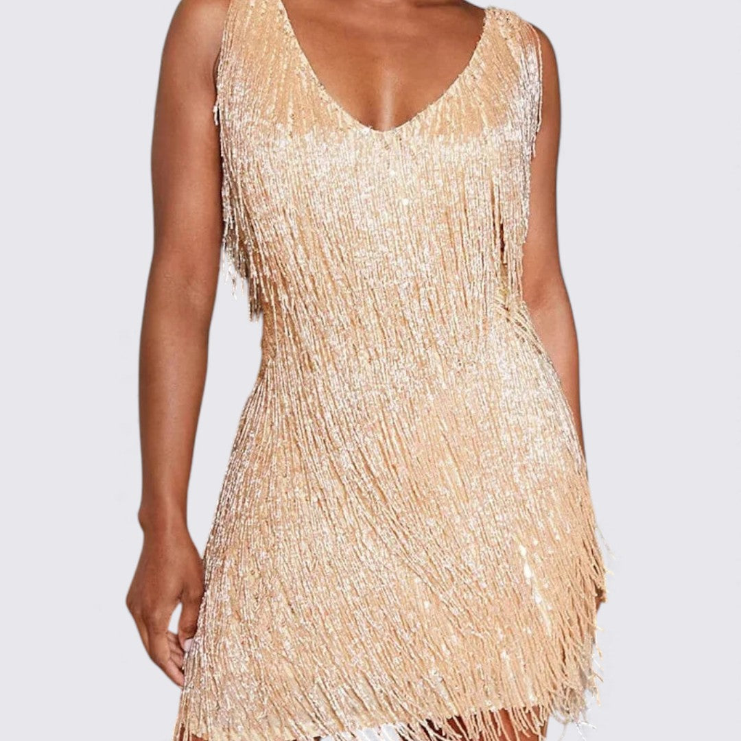 Robe courte à franges, vue de face