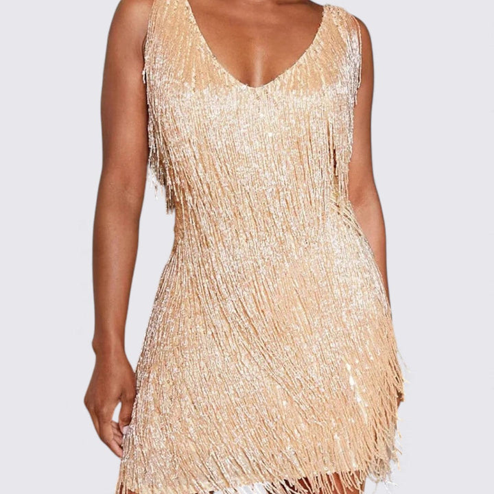 Robe courte à franges, vue de face