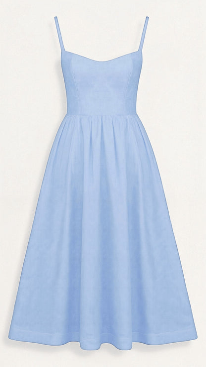 Robe évasée à bretelles, bleu clair, vue 4