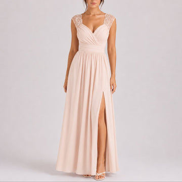 Robe longue dentelle fendue