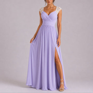 Robe longue dentelle fendue