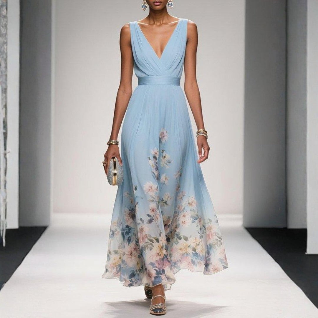 Robe longue à fleurs pour femme, autre vue
