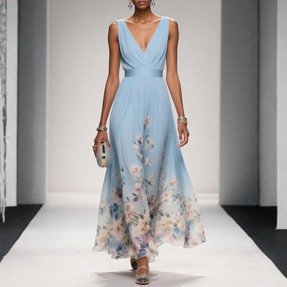 Robe longue à fleurs pour femme, autre vue