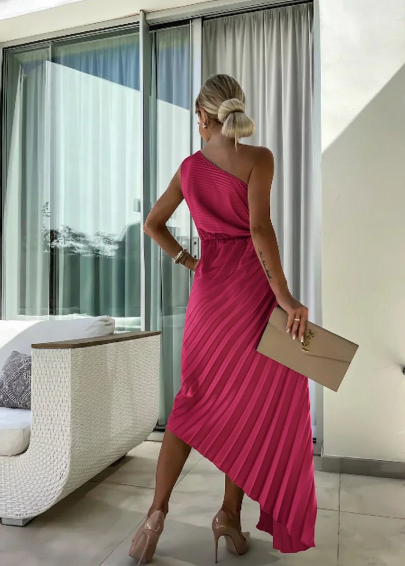Robe longue plissée asymétrique, vue 2